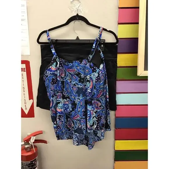Dreamshaper by miraclesuit Hank tankini & skirt 14 reg ocean paisley - Picture 2 of 5